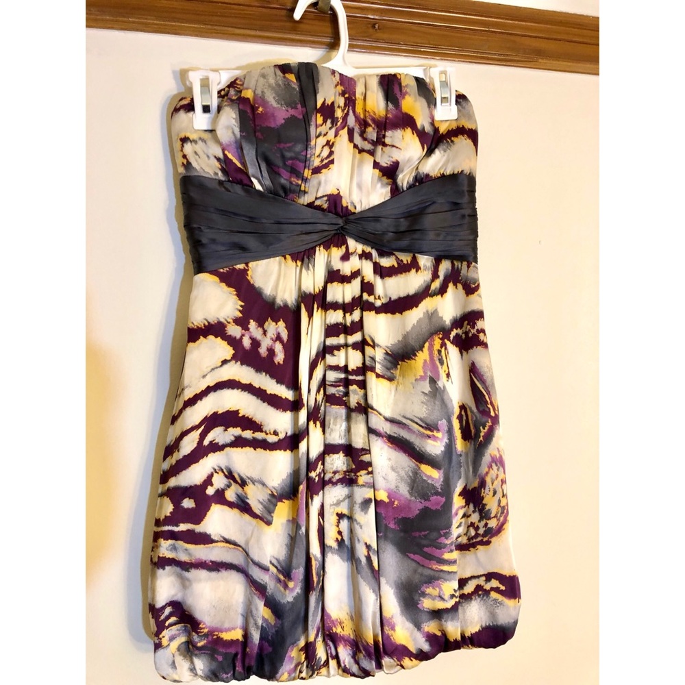 Bebe silk tigress strapless dress